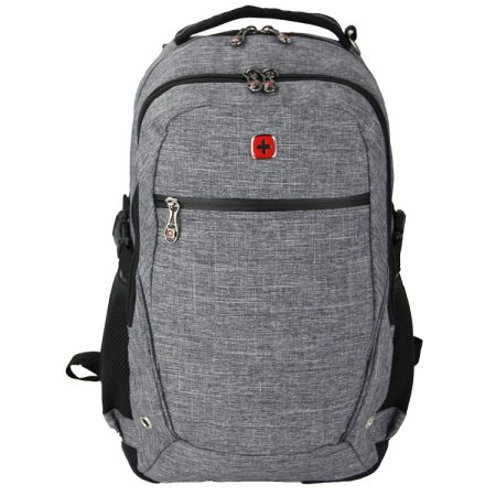 תיק גב למחשב נייד עד 15.6" אפור מלנז'  SWISS VOYAGER