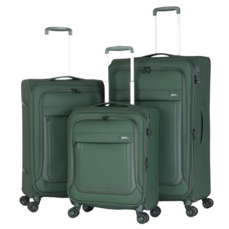 סט 3 מזוודות בד פרימיום SLAZENGER ICON 28/24/20 – עם תא חליפון, תא רחצה ומנעולי TSA