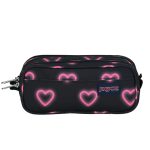 קלמר שני תאים של ג׳נספורט שחור/לבבות JANSPORT Large Accessory Pouch