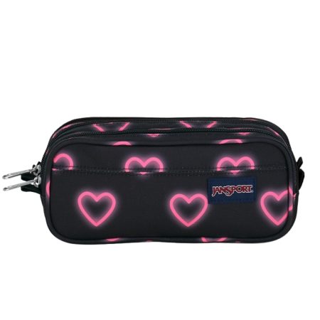 קלמר שני תאים של ג׳נספורט שחור/לבבות JANSPORT Large Accessory Pouch